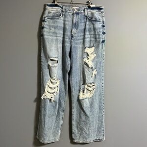 SO high waisted wide leg distressed light jeans size 33 waist NWTs